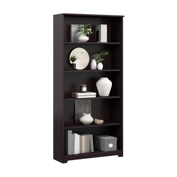Bush Furniture Cabot Tall 5 Shelf Bookcase in Espresso Oak