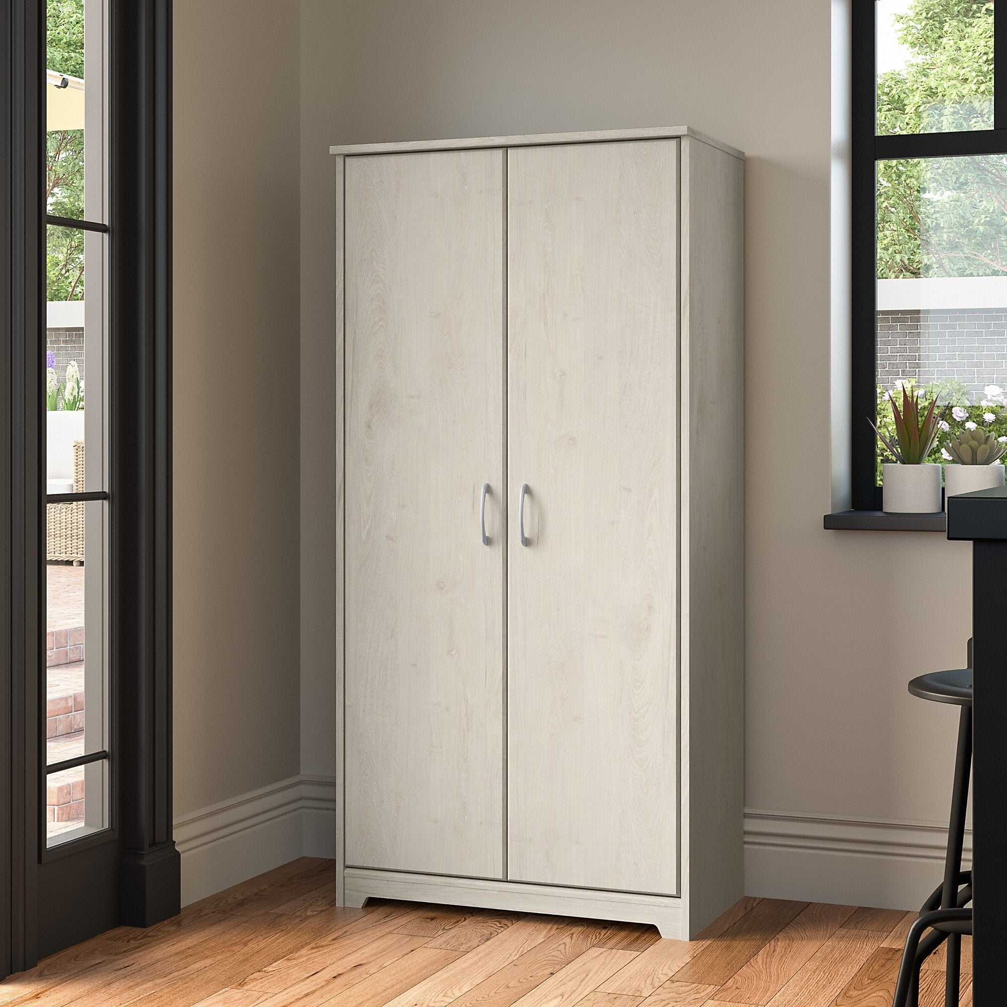 Bush Furniture Cabot Tall Kitchen Pantry with Doors by Linen