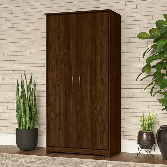 Bush Furniture Cabot Tall Storage Cabinet in Modern Walnut - Engineered Wood