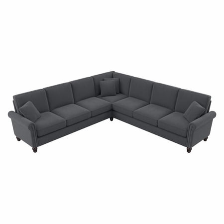 Bush Furniture Coventry 111W L Shaped Sectional Couch by Dark Gray Microsuede