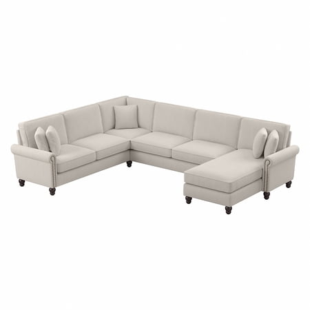 Coventry U Shaped Sectional with Reversible Chaise in Light Beige Microsuede