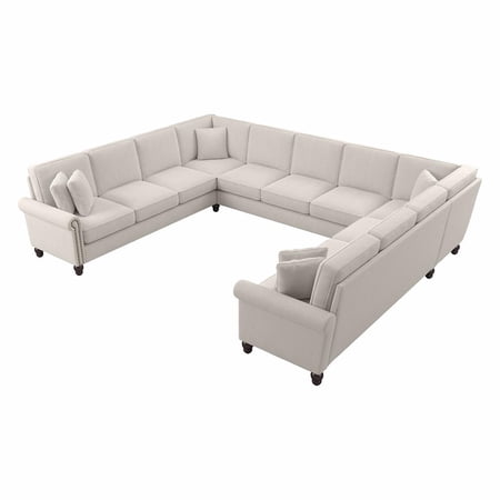Bush Furniture Coventry 137W U Shaped Sectional Couch by Light Beige Microsuede