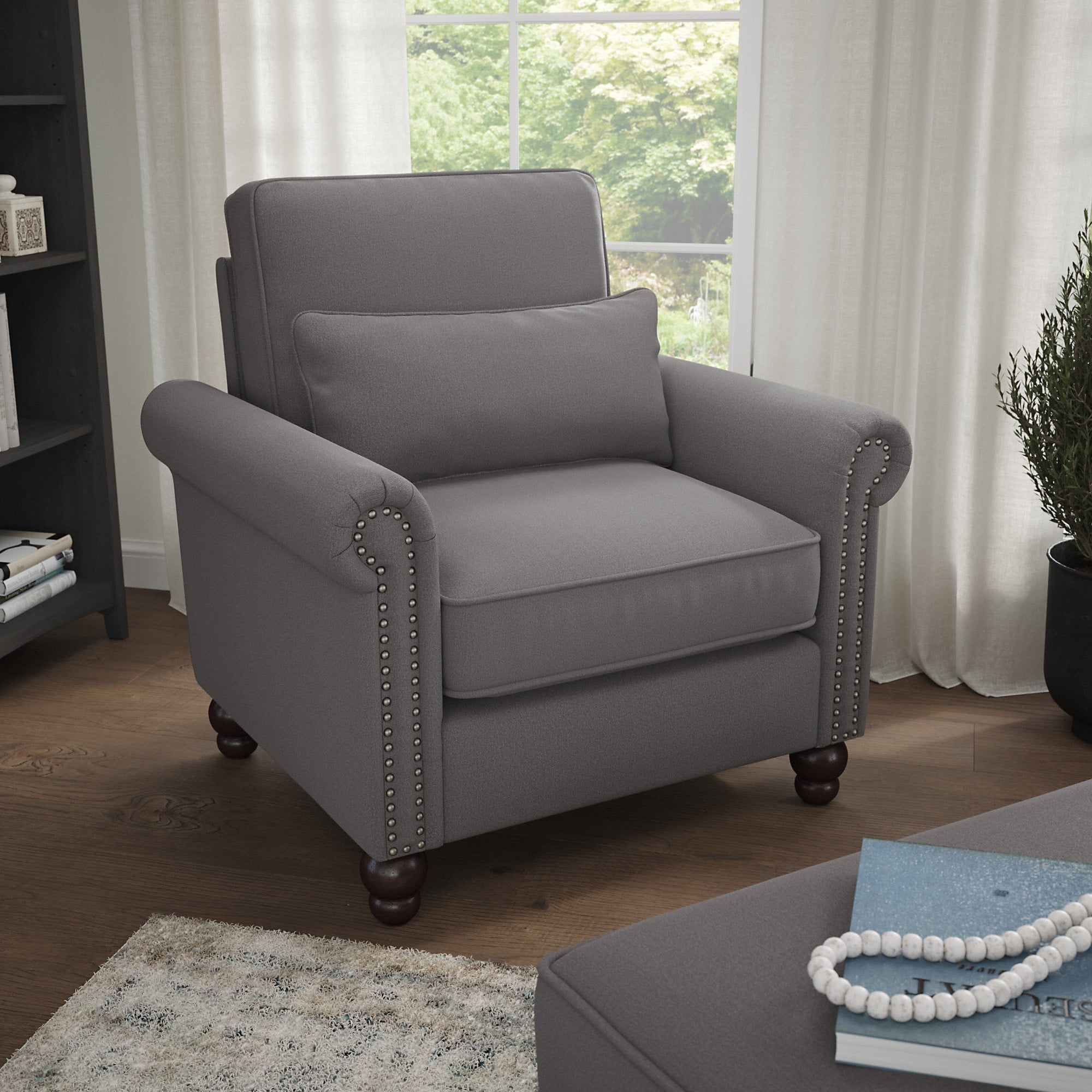 French Gray Herringbone Accent Chair with Arms by Nigeria Ubuy