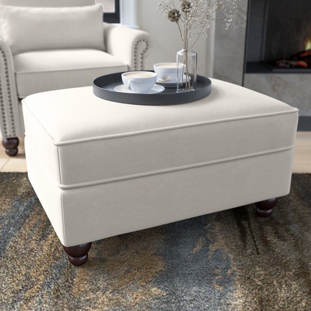Bush Furniture Coventry Storage Ottoman in Light Beige Microsuede