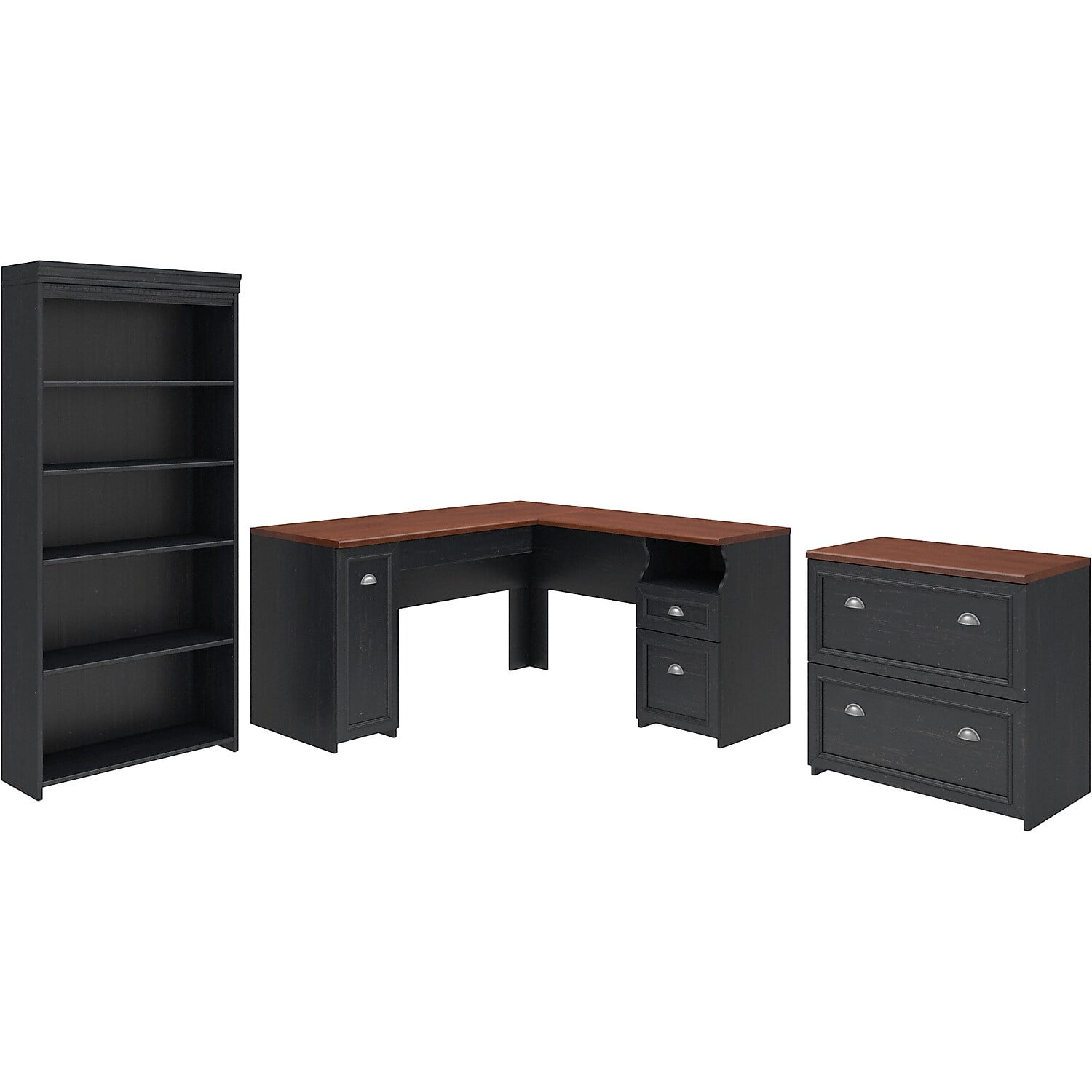 Bush Furniture Fairview 60"W LShaped Desk with Lateral File