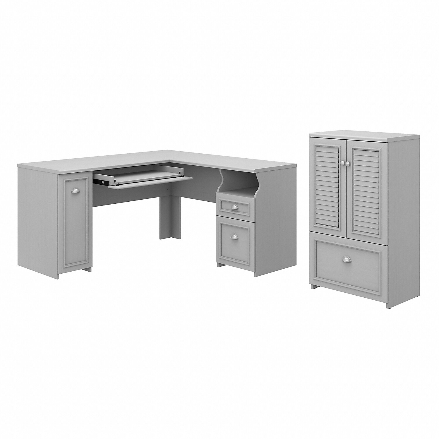 Bush Furniture Fairview 60W L Shaped Desk and 2 Door Storage