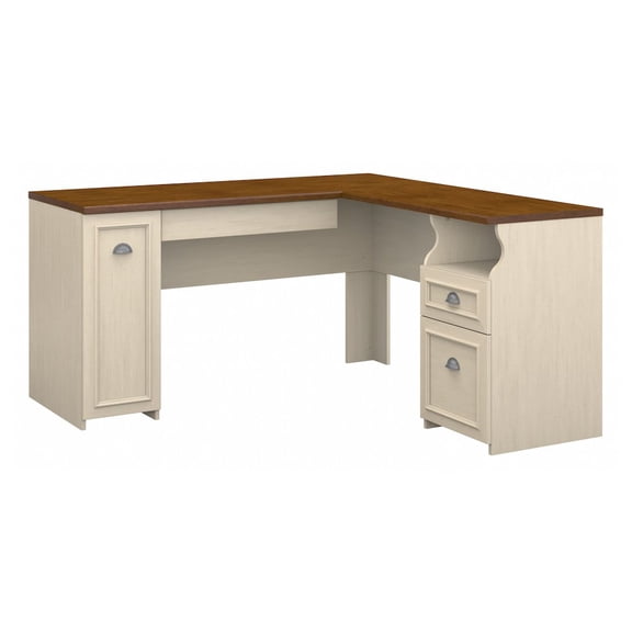 Bush Furniture Fairview 60W L Shaped Desk with Drawers and Storage Cabinet