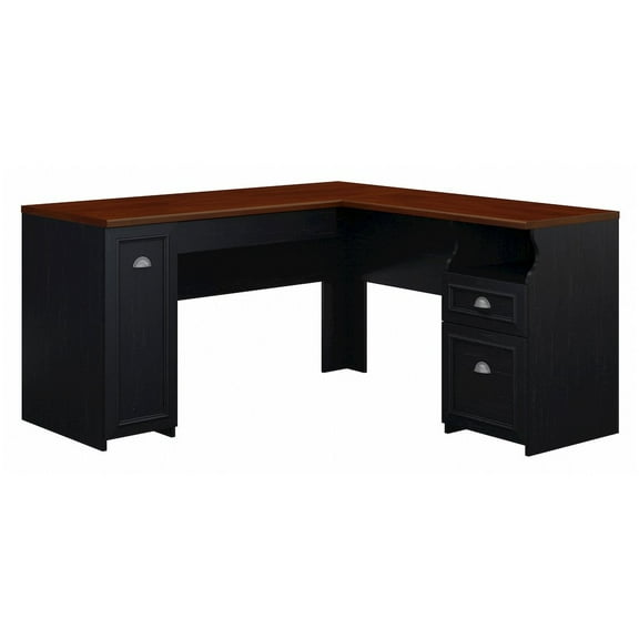 Bush Furniture Fairview 60W L Shaped Desk with Drawers and Storage Cabinet