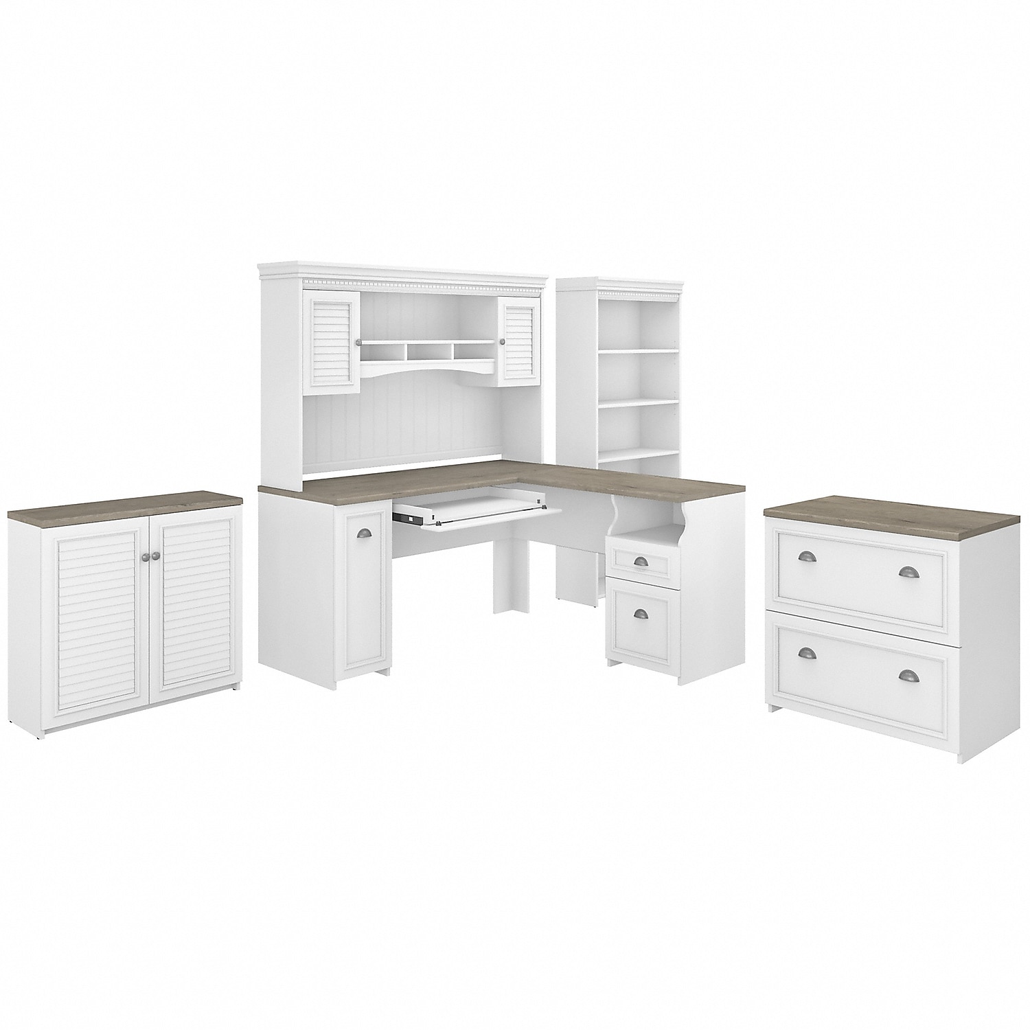 Bush Furniture Fairview 60W L Shaped Desk with Hutch, File