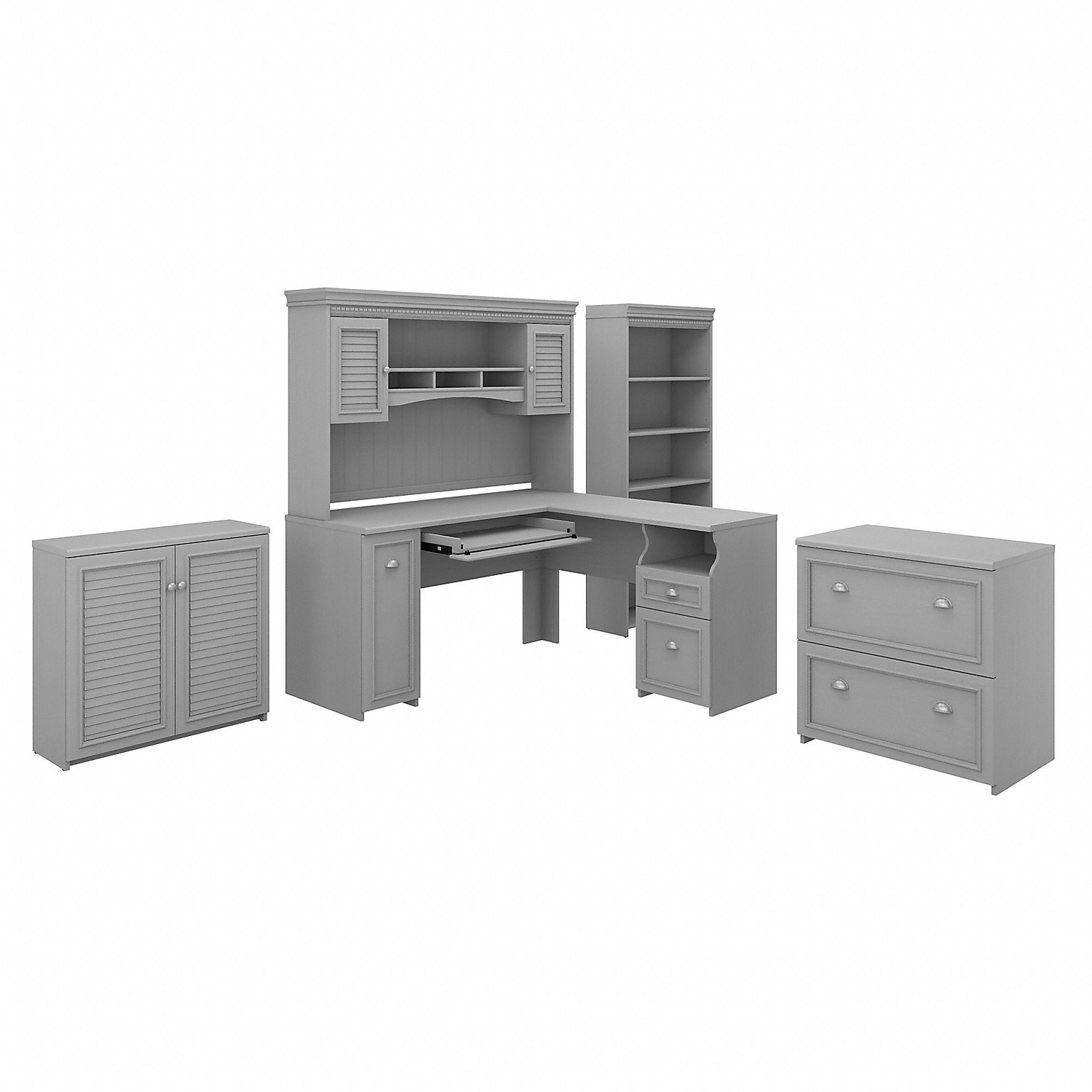 Bush Furniture Fairview 60W L Shaped Desk with Hutch, File