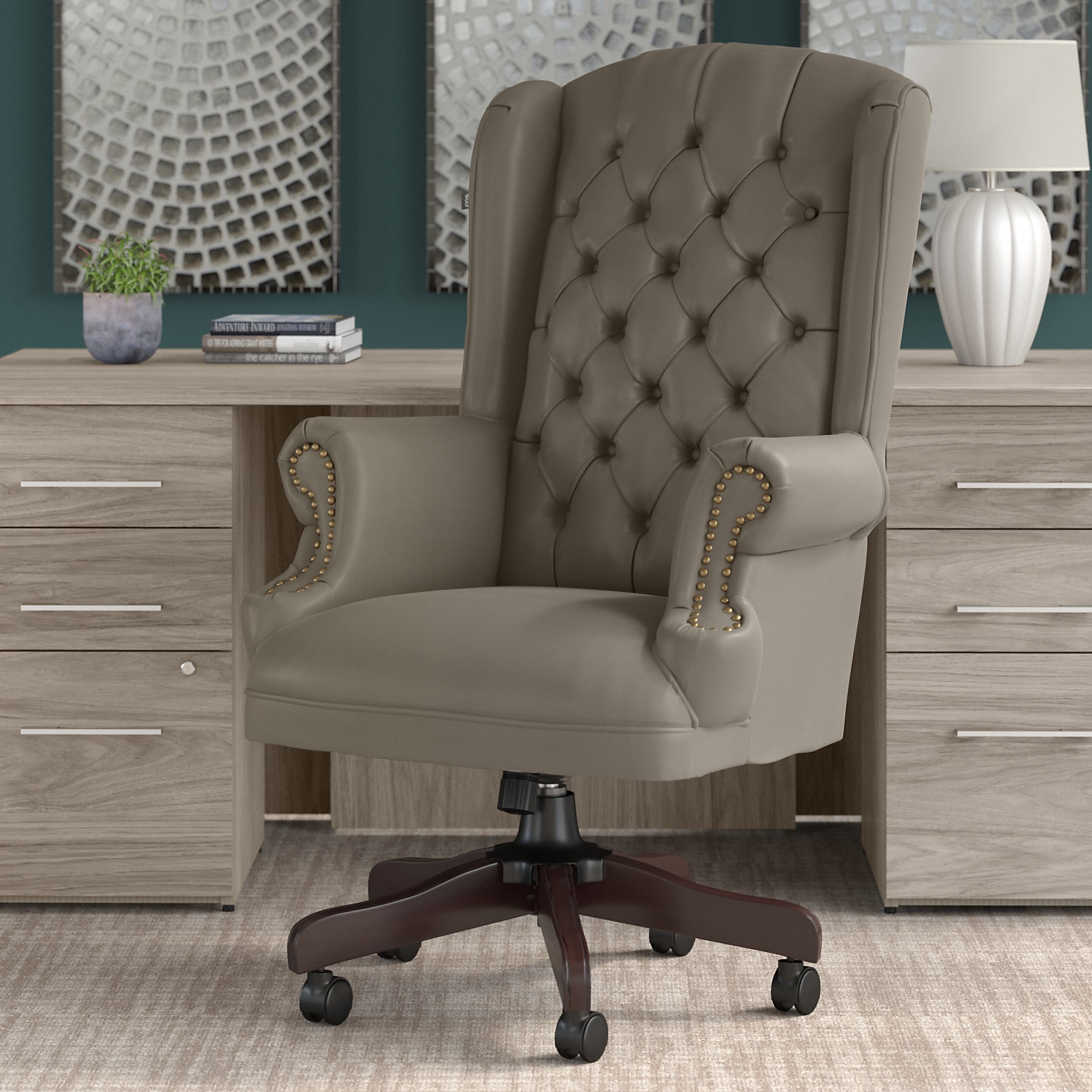 Bush Furniture Fairview Wingback Leather Executive Office Chair