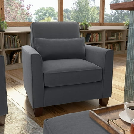Bush Furniture Flare Accent Chair with Arms in Dark Gray Microsuede
