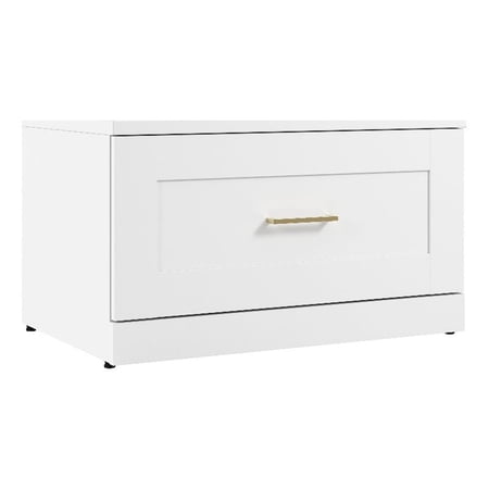 Bush Furniture Hampton Heights Engineered Wood Shoe Storage Bench with Drawer, White
