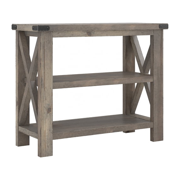 Bush Furniture Haris 38" x 16" Narrow Console Table with Shelves Lakewood Gray (HST136LGSU)