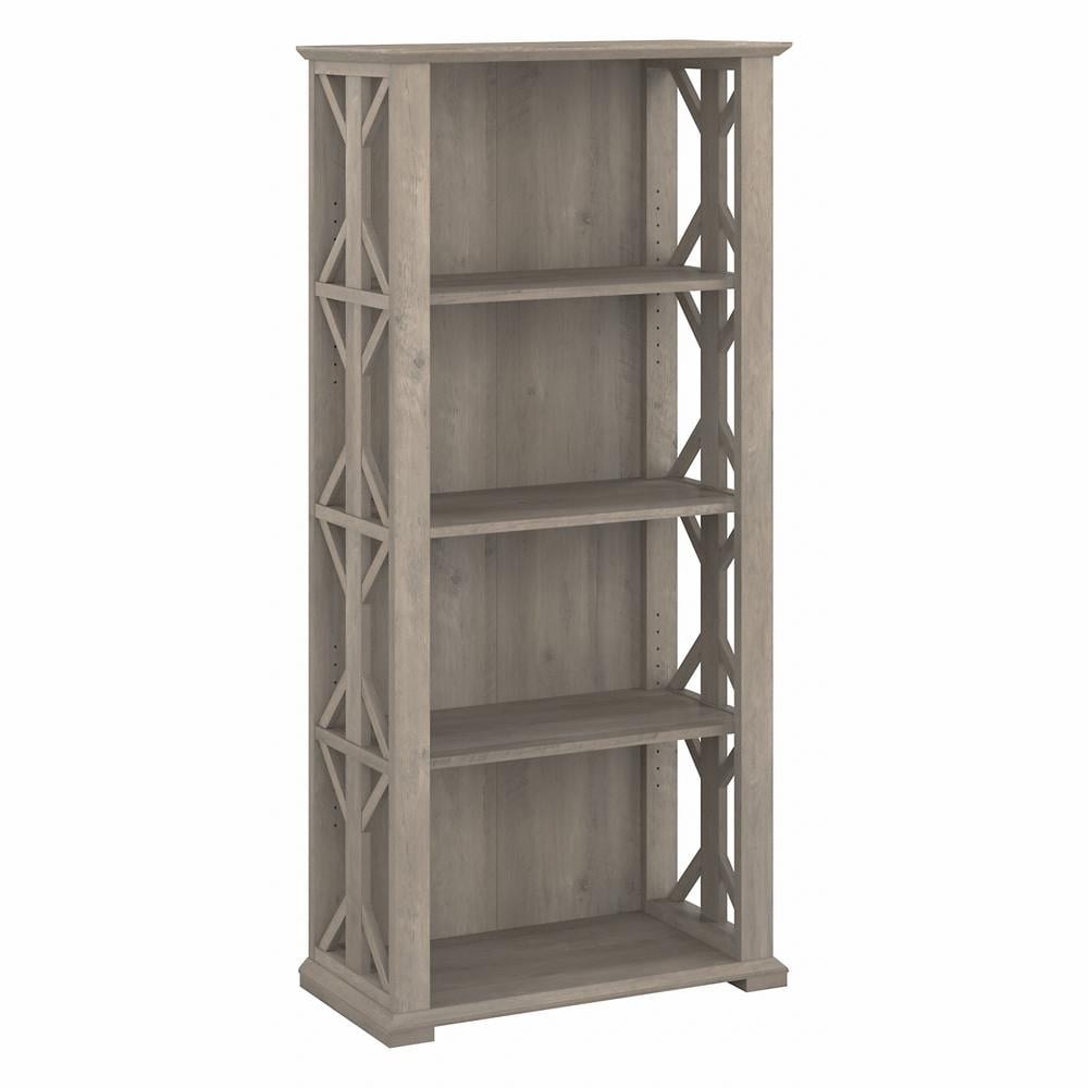 Homestead Driftwood Gray 4-Shelf Adjustable Farmhouse Bookcase