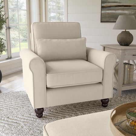 Bush Furniture Hudson Accent Chair with Arms in Cream Herringbone