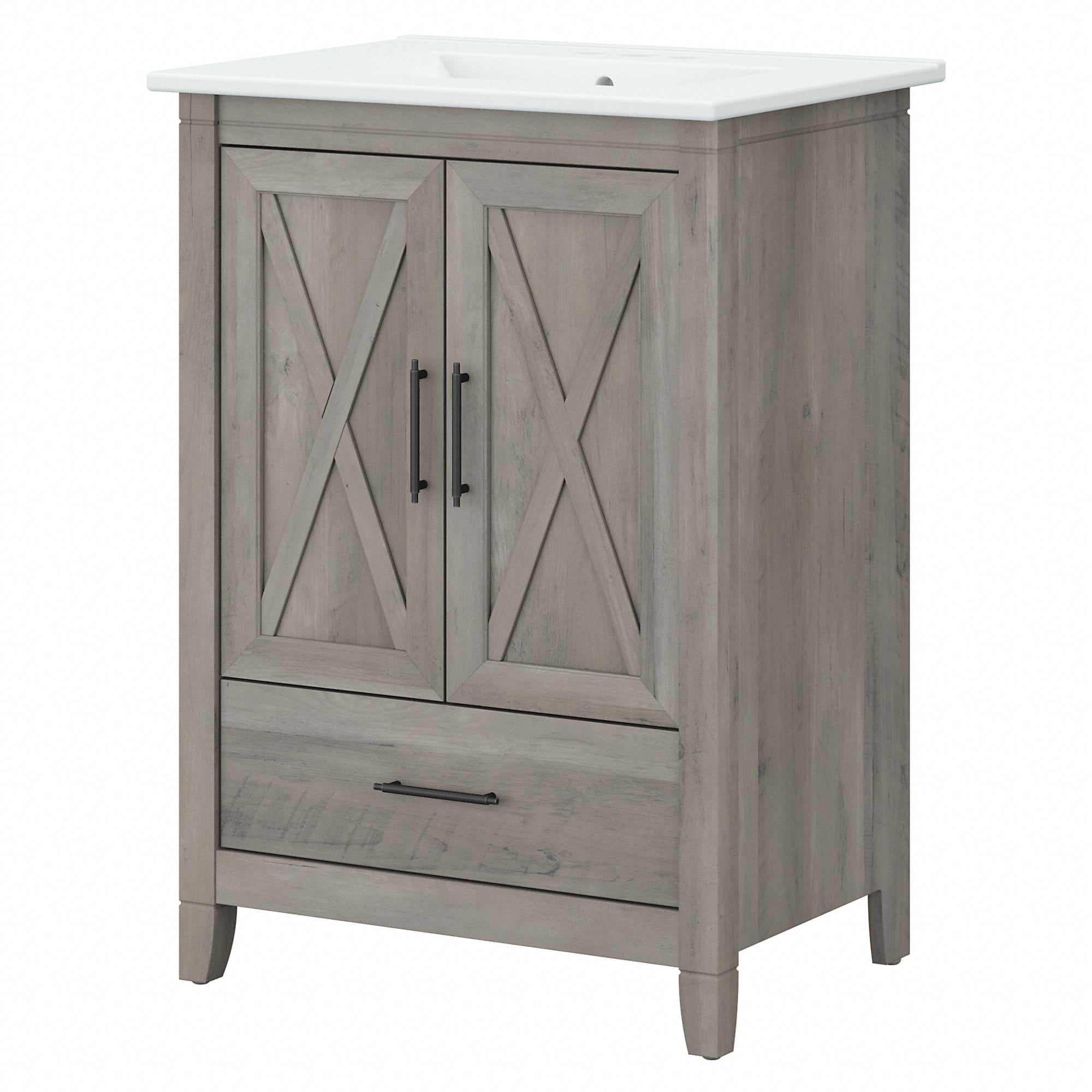 Bush Furniture Key West 24W Bathroom Vanity with Sink in Driftwood Gray