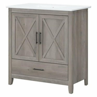 Bush Furniture Key West 32W Bathroom Vanity with Sink in Driftwood Gray