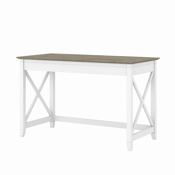 Bush Furniture Key West 48W Writing Desk in Pure White and Shiplap Gray