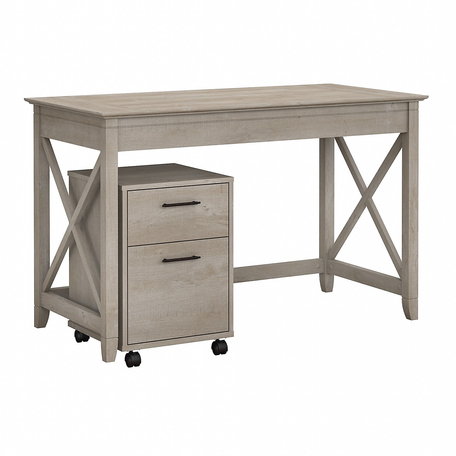 Bush Furniture Key West 48W Writing Desk with 2 Drawer Mobile in Gray