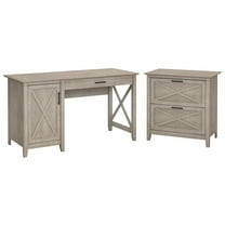 Bush Furniture Key West 54W Computer Desk with Storage and File Cabinet in Gray