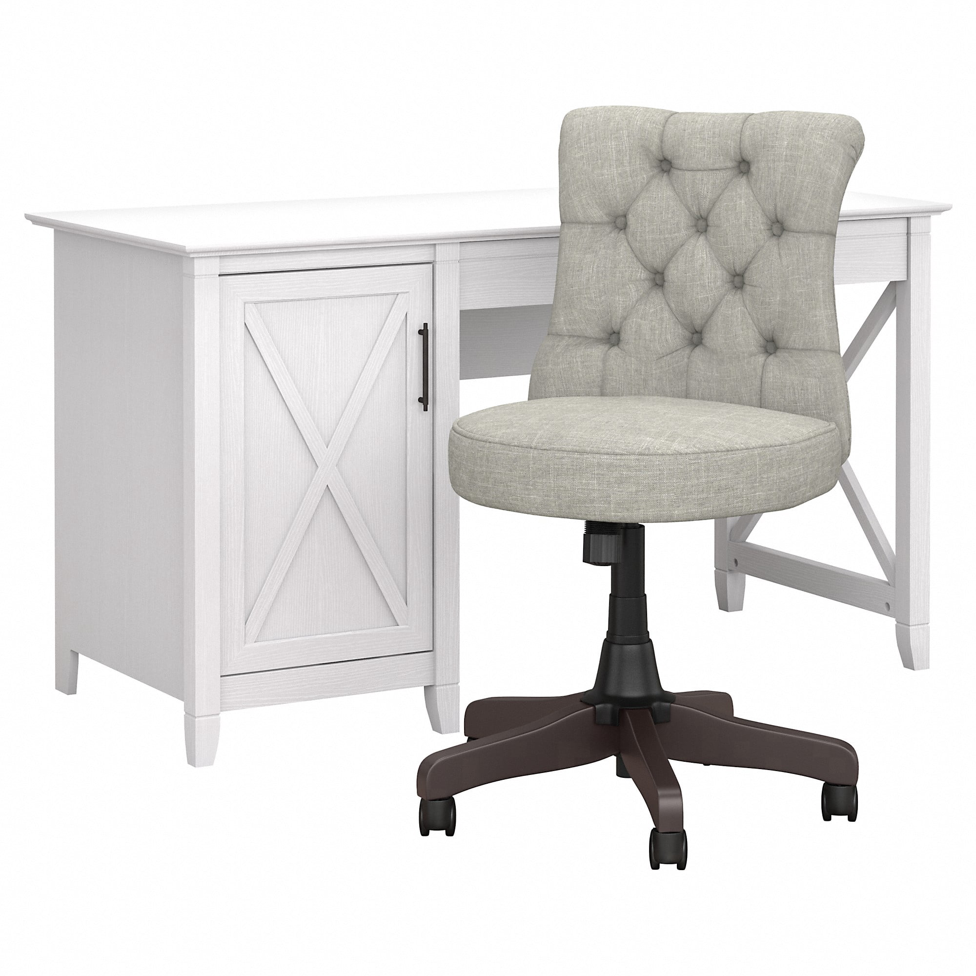 Key West Computer Desk Bush Furniture Key West 54W Computer Desk with Storage and Mid Back ...