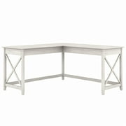 Bush Furniture Key West 60" L Shaped Desk, Linen White Oak