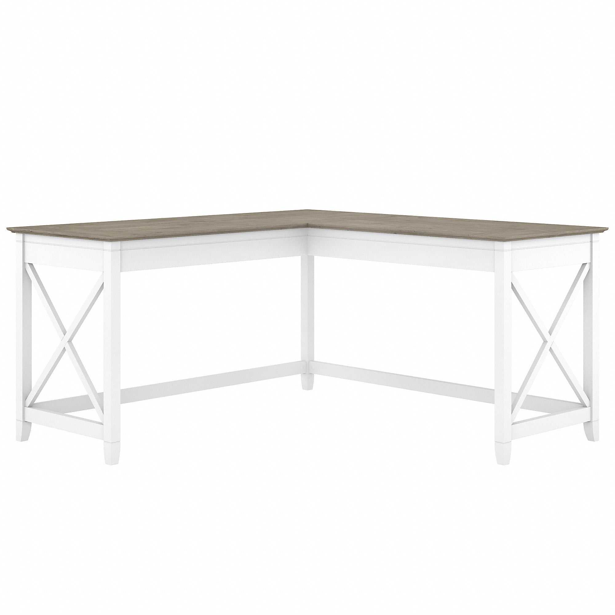 Key West 60" Reclaimed Pine L-Shaped Corner Desk in Pure White