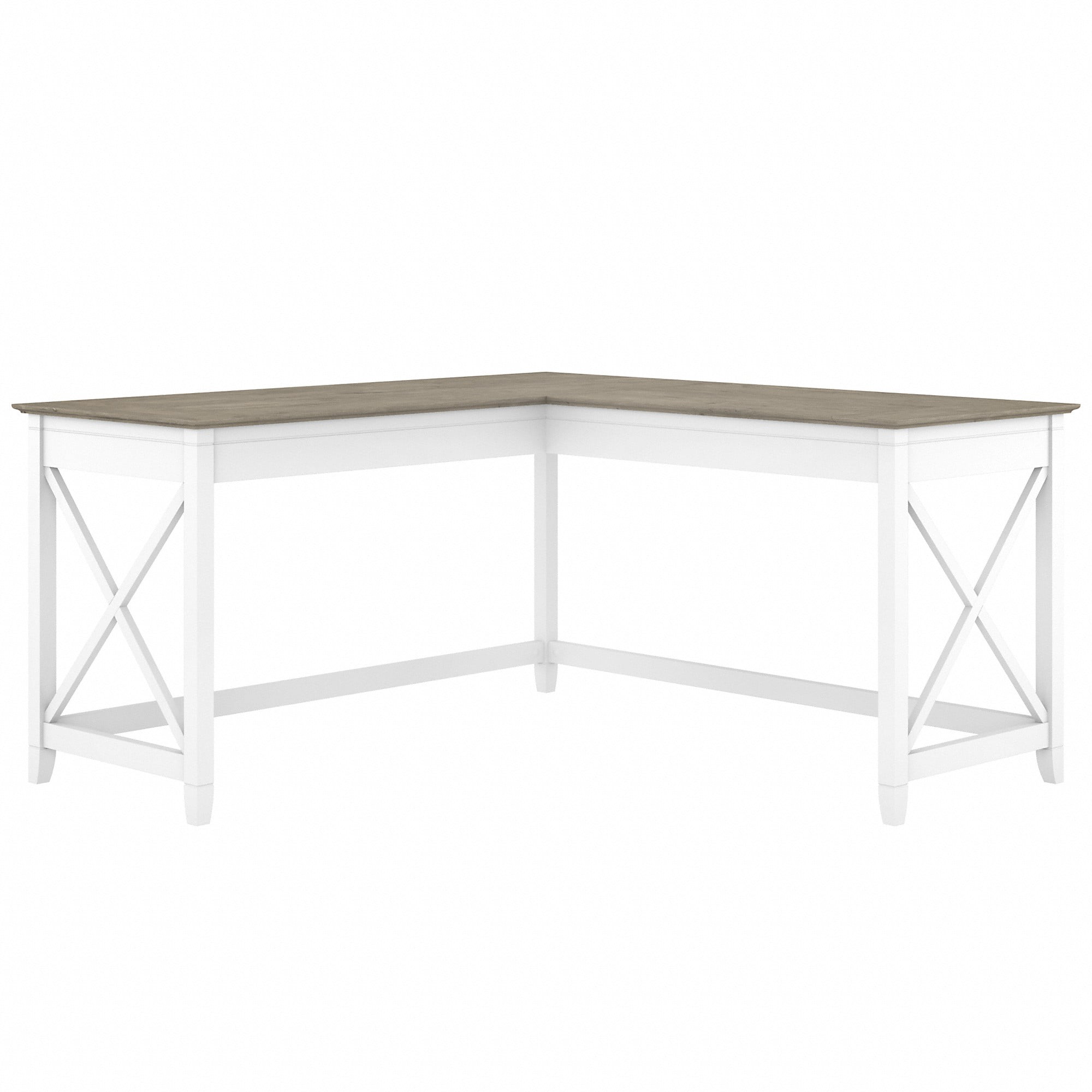Key West 60" Reclaimed Pine L-Shaped Corner Desk in Pure White