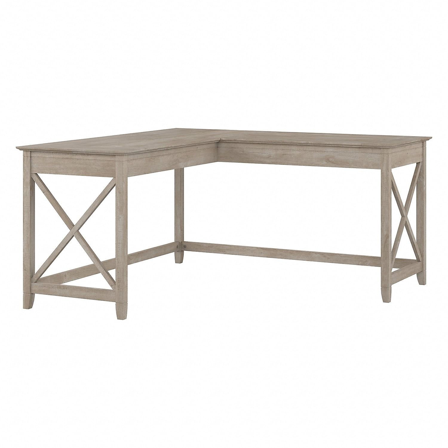 60-Inch Washed Gray Wood L-Shaped Corner Desk