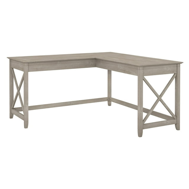 Bush Furniture Key West 60" L Shaped Desk, Washed Gray