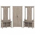 thumbnail image 1 of Bush Furniture Key West 66" Entryway Storage Set with Hall Tree Shoe Bench and Tall Cabinet Washed, 1 of 8