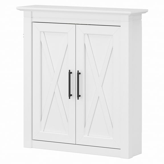 Bush Furniture Key West Bathroom Wall Cabinet with Doors in White Ash