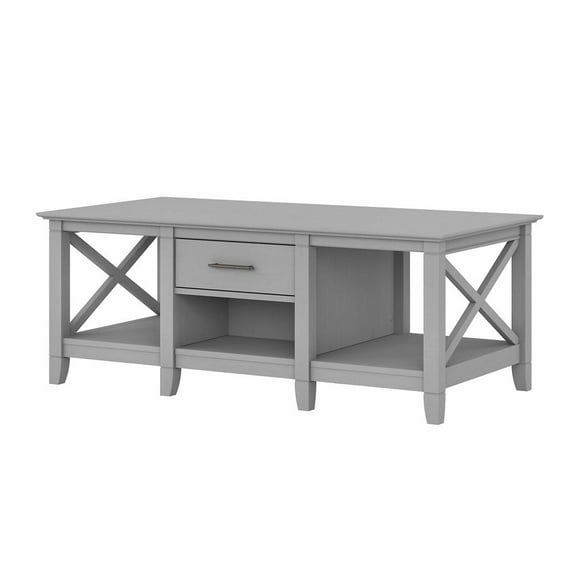 Bush Furniture Key West Coffee Table with Storage, Cape Cod Gray