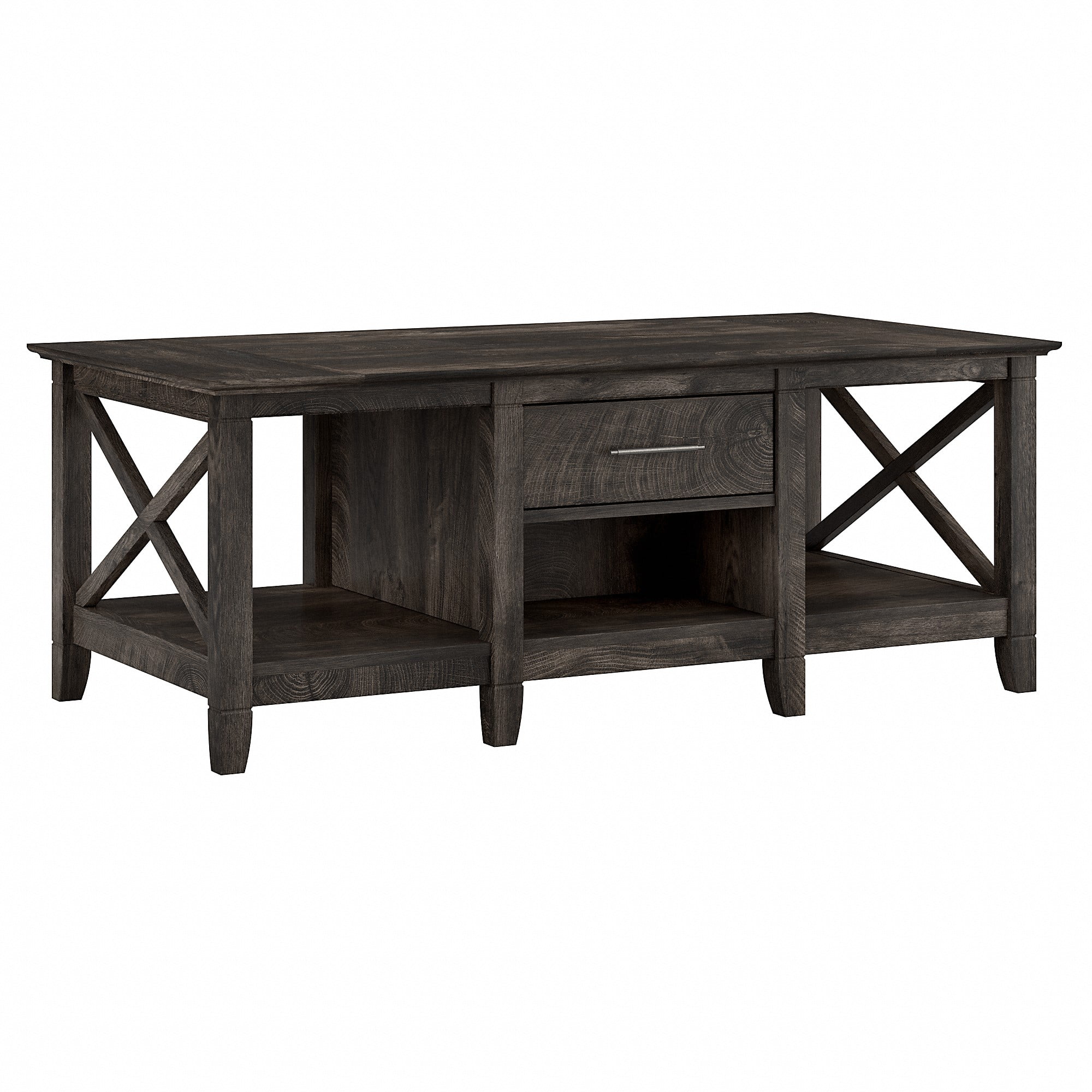 Key West Casual Farmhouse Dark Gray Hickory Coffee Table with Storage