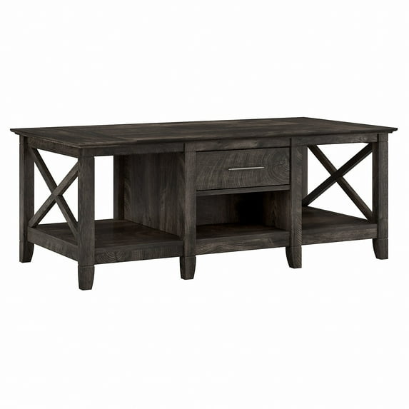 Bush Furniture Key West Coffee Table with Storage, Dark Gray Hickory