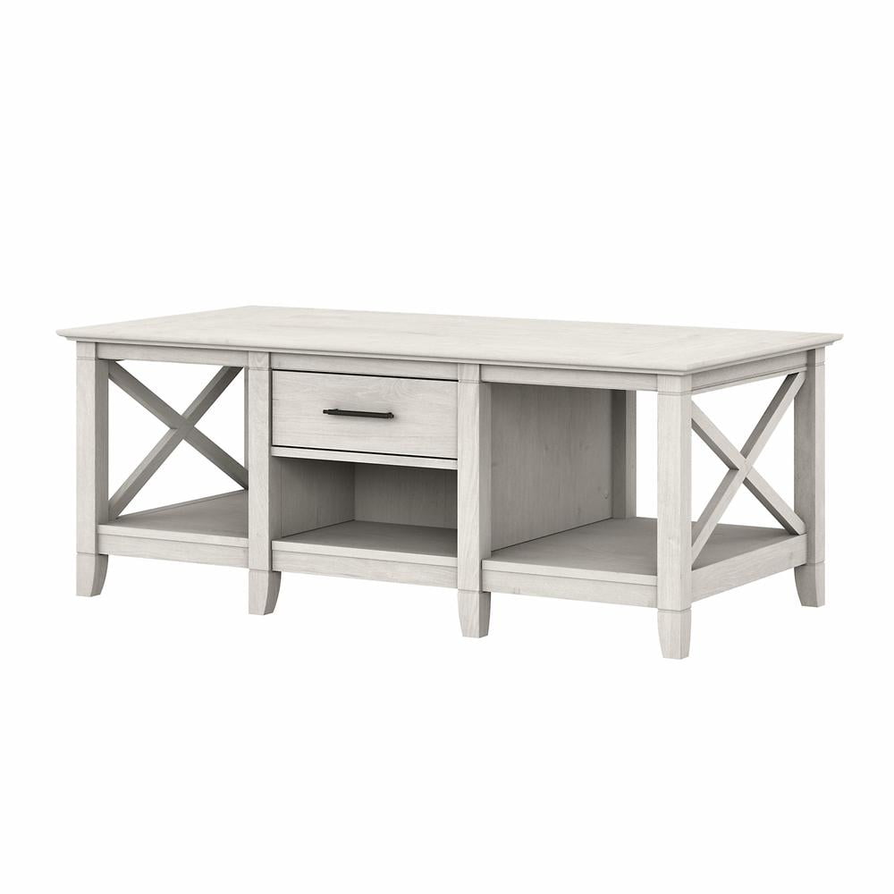 Linen White Oak Rectangular Coffee Table with Storage