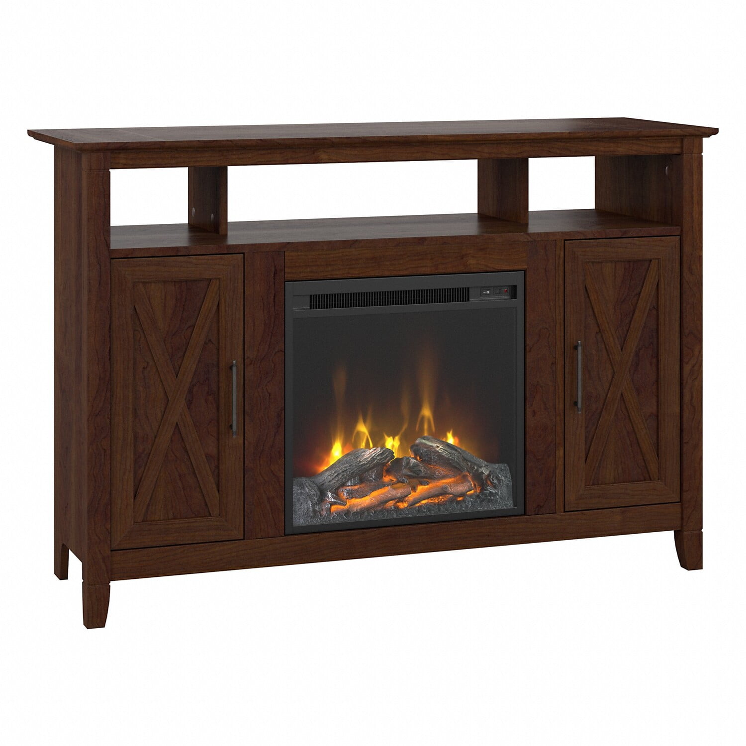 Bush Furniture Key West Electric Fireplace TV Stand for 55 Inch TV by