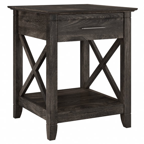 Bush Furniture Key West End Table with Storage, Dark Gray Hickory
