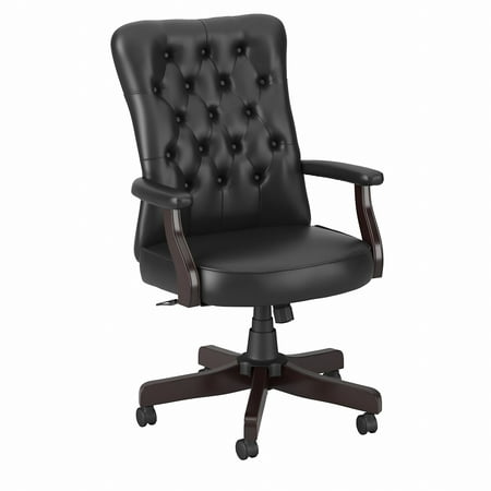 Bush Furniture Key West High Back Tufted Office Chair, Black Leather