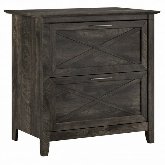 Bush Furniture Key West Lateral File Cabinet, 2 Drawer, Dark Gray Hickory