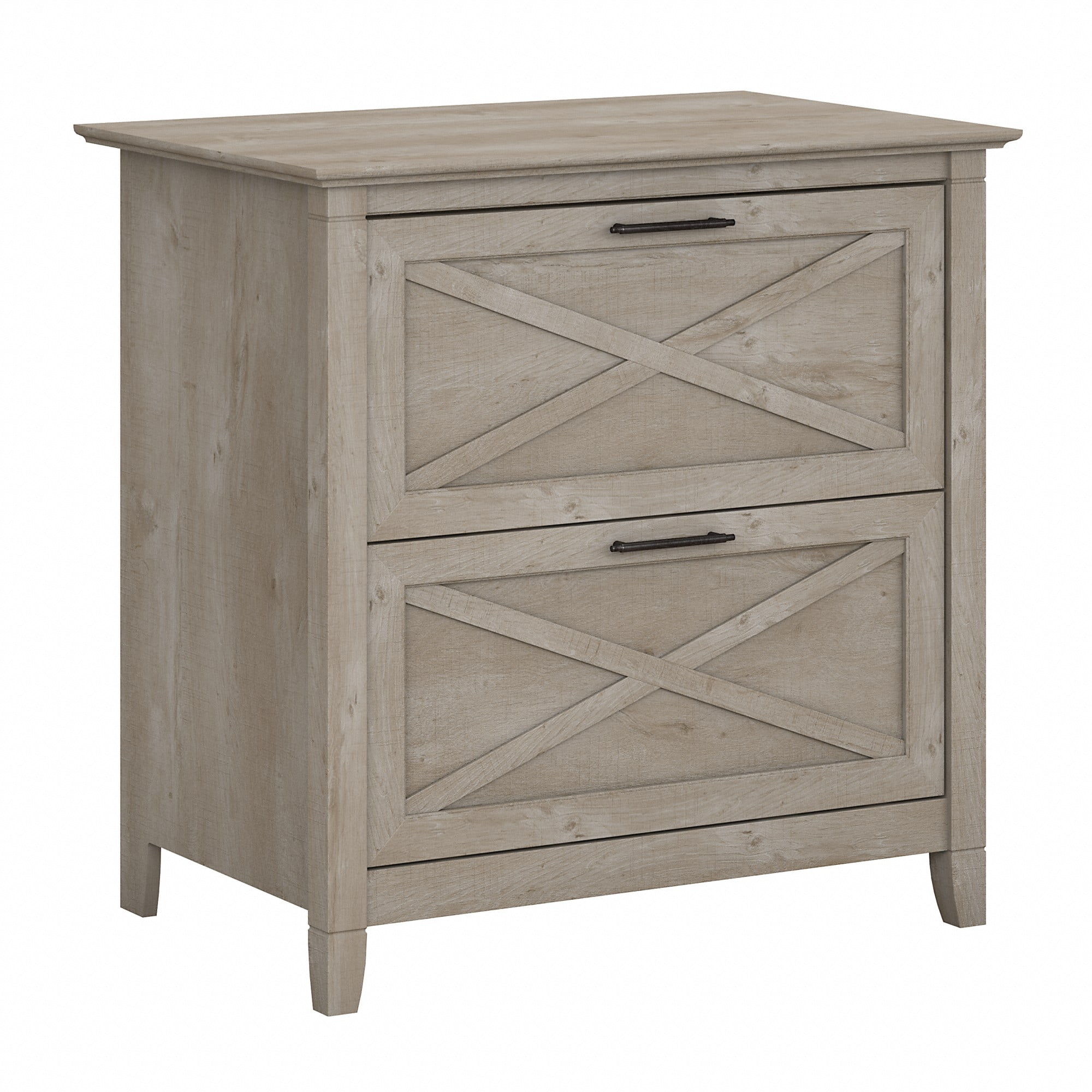 Washed Gray 2 Drawer Lateral File Cabinet with X Pattern