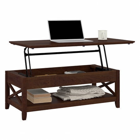 Bush Furniture Key West Lift Top Coffee Table Desk, Bing Cherry