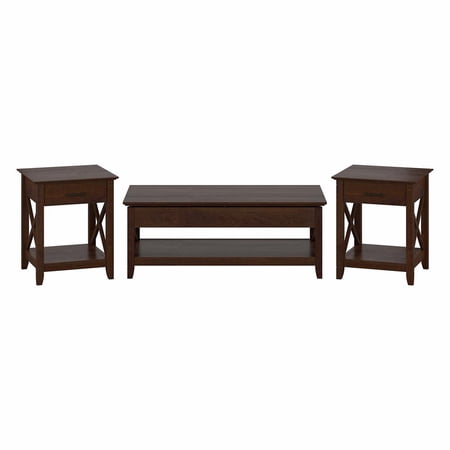 Bush Furniture Key West Lift Top Coffee Table Desk with End Tables by Bing Cherry Cherry Finish