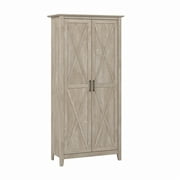 Bush Furniture Key West Tall Storage Cabinet with Doors in Washed Gray