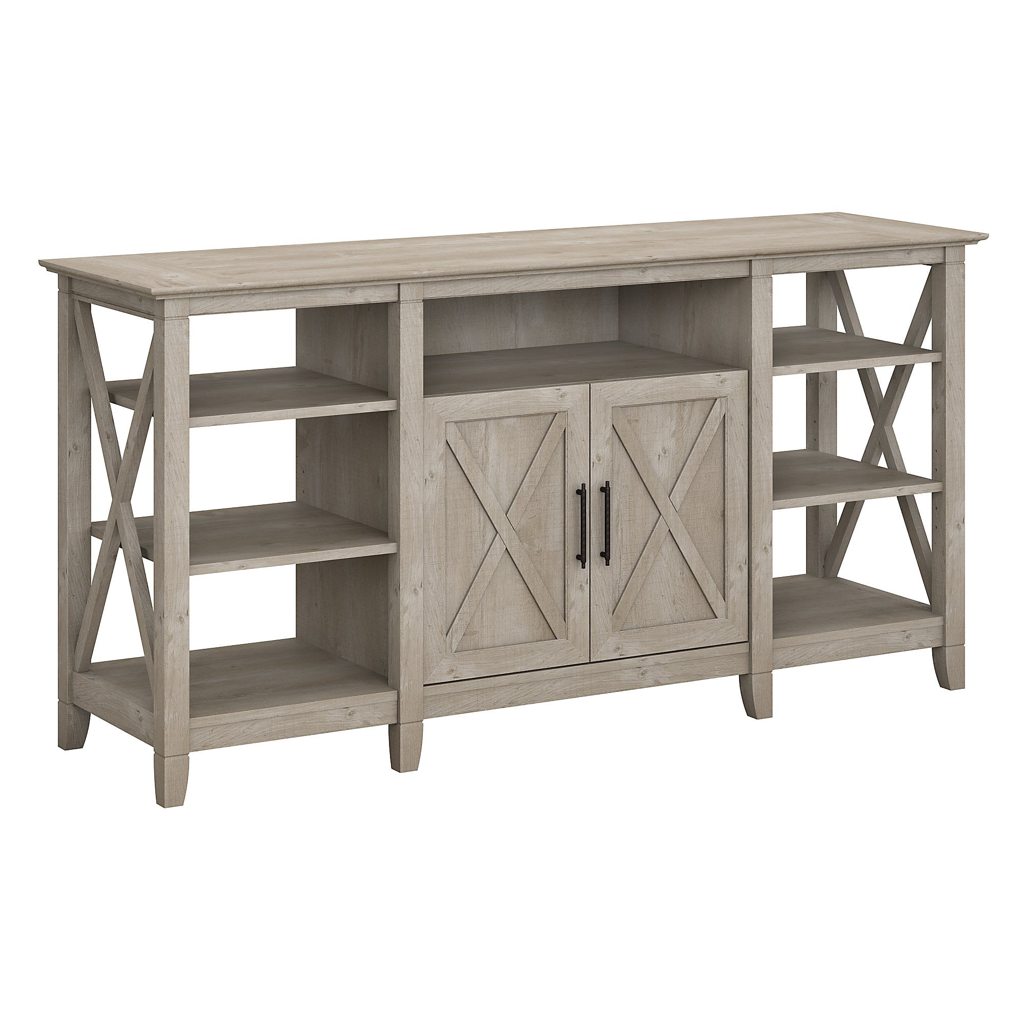 Key West Coastal 60'' Washed Gray Media Console with Cabinet Storage