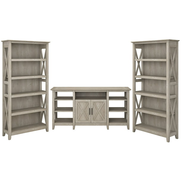 Bush Furniture Key West Tall TV Stand with Set of 2 Bookcases