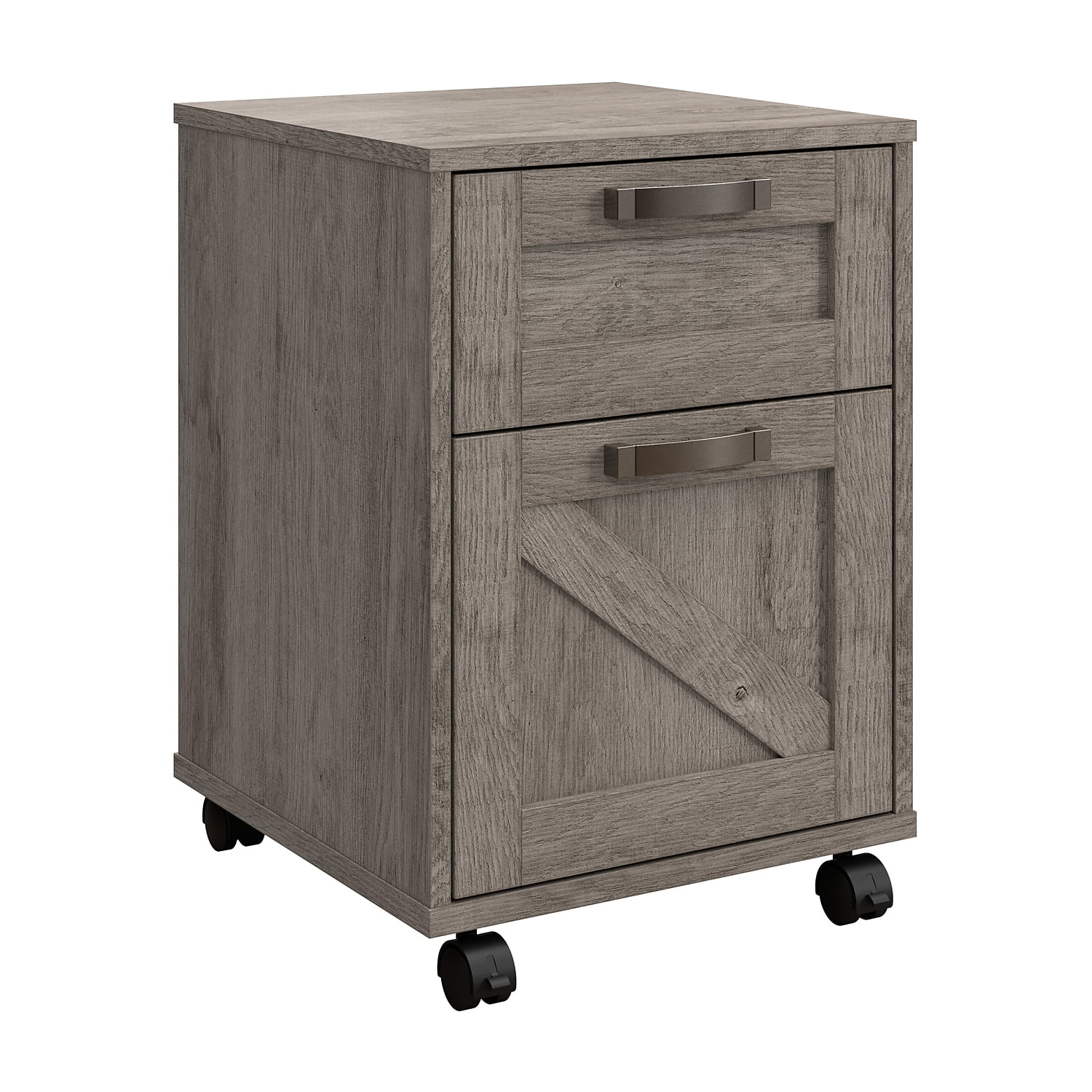 Restored Gray 2-Drawer Mobile Filing Cabinet with Lockable Casters