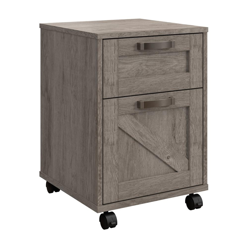 Restored Gray 2-Drawer Mobile Filing Cabinet with Lockable Casters