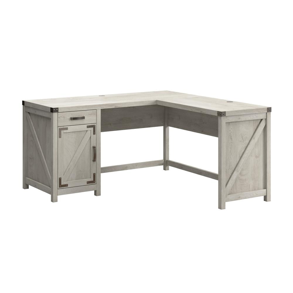 Cottage White L-Shaped Corner Desk with Drawer and Filing Cabinet